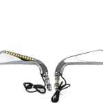 PACEWALKER Motorcycle Sickle Rearview Side Mirror with LED Turn Signal Light 8MM CNC Aluminum