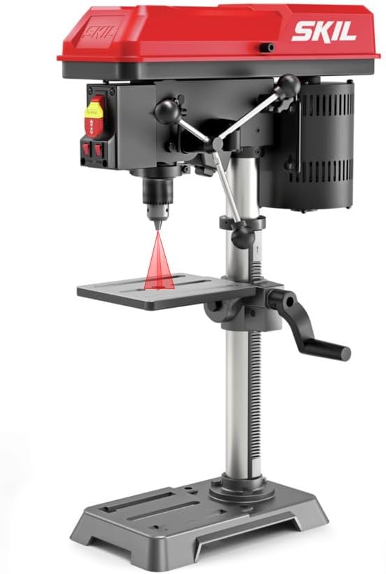 SKIL 6.2 Amp 10 In. 5-Speed Benchtop Drill Press with Laser Alignment & Work Light 