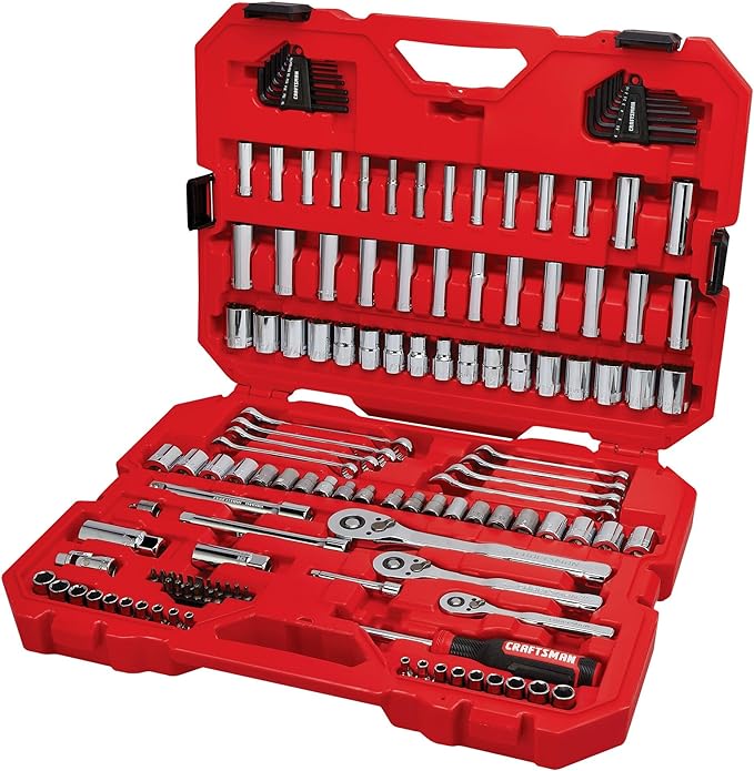 CRAFTSMAN Mechanic Tool Set 135 Pcs, 1/4, 1/2 and 3/8 Inch Drive SAE and Metric Socket Wrench Set with Case